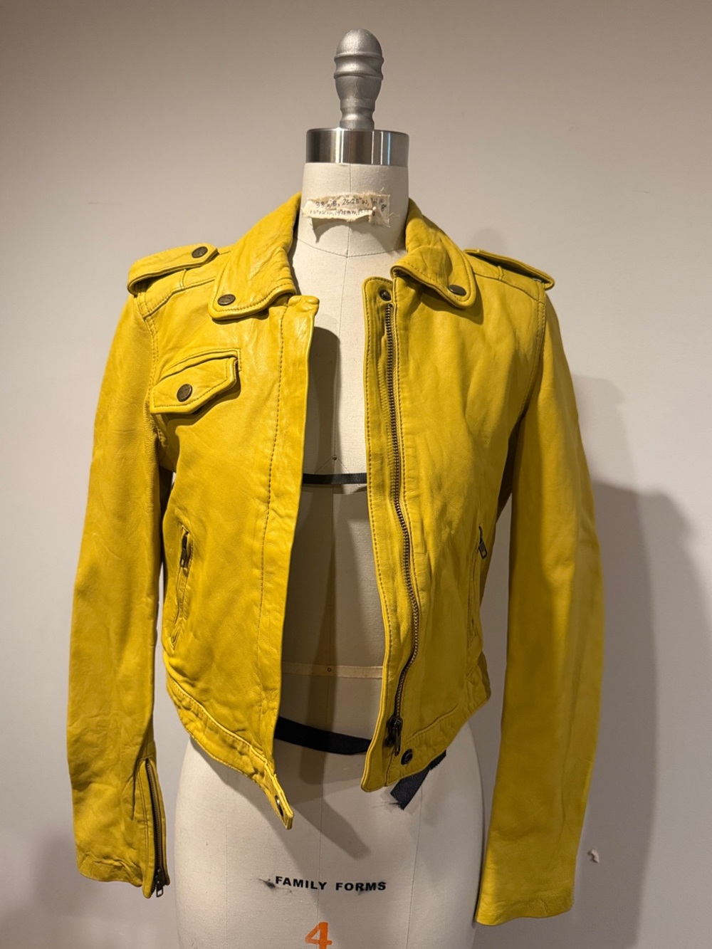 New Current/Elliott Lt. Olive Leather Zip Moto Jacket